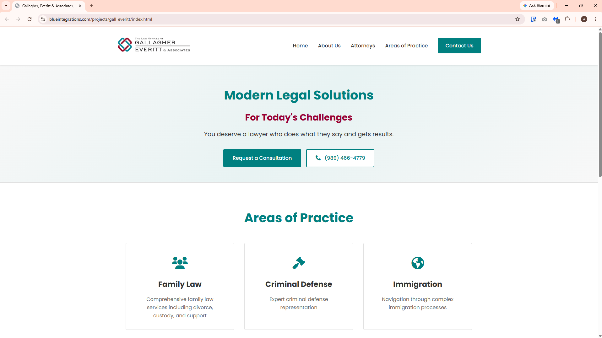 Gallagher Everitt law firm website layout
